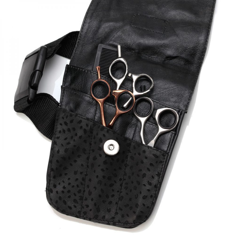 Black Leopard Leather Pouch - Image 3