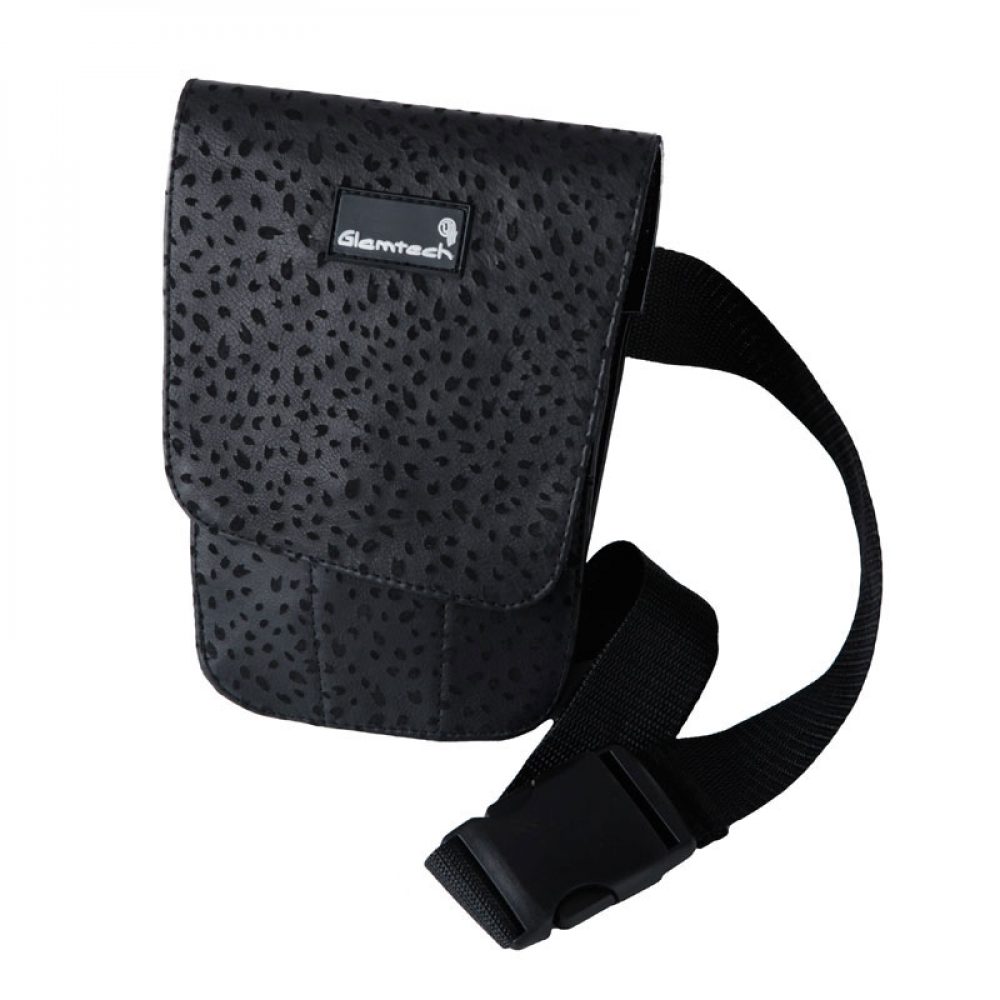 Black Leopard Leather Pouch